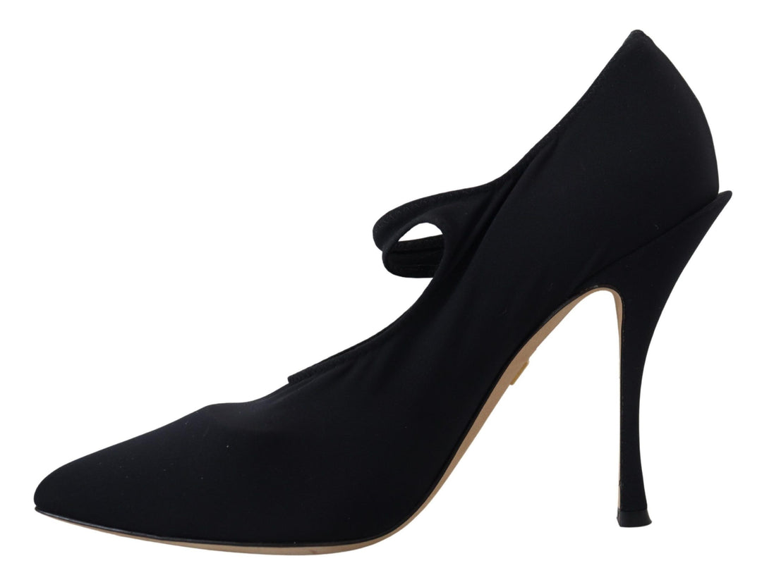 Dolce &amp; Gabbana Black Socks Stretch Crystal Pumps Shoes