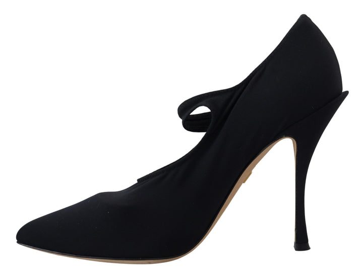 Dolce &amp; Gabbana Black Socks Stretch Crystal Pumps Shoes