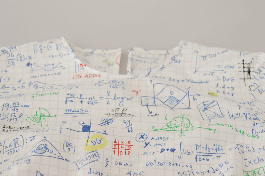 Dolce &amp; Gabbana White Cotton Algebra Print Short Sleeves Top