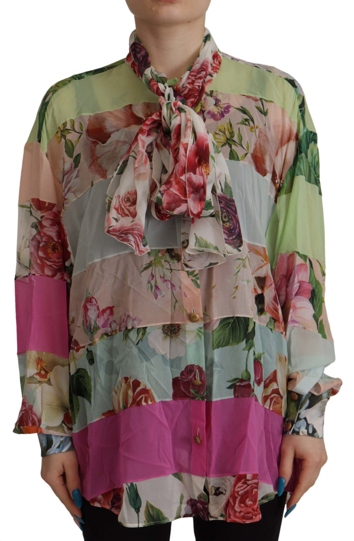 Chemisier élégant en soie à patchwork floral Dolce &amp;amp; Gabbana
