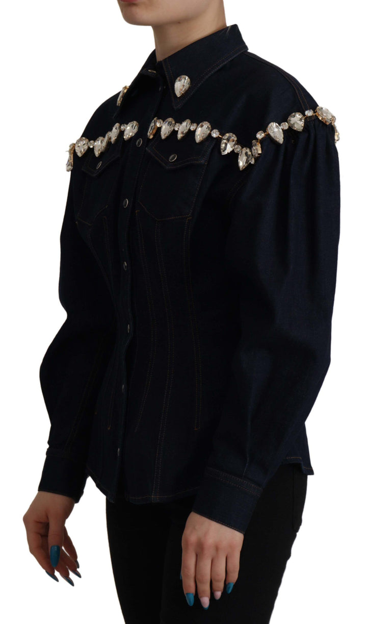 Veste en jean élégante ornée de cristaux Dolce &amp;amp; Gabbana