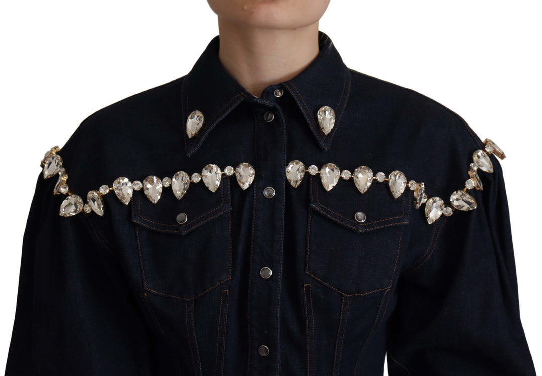 Veste en jean élégante ornée de cristaux Dolce &amp;amp; Gabbana