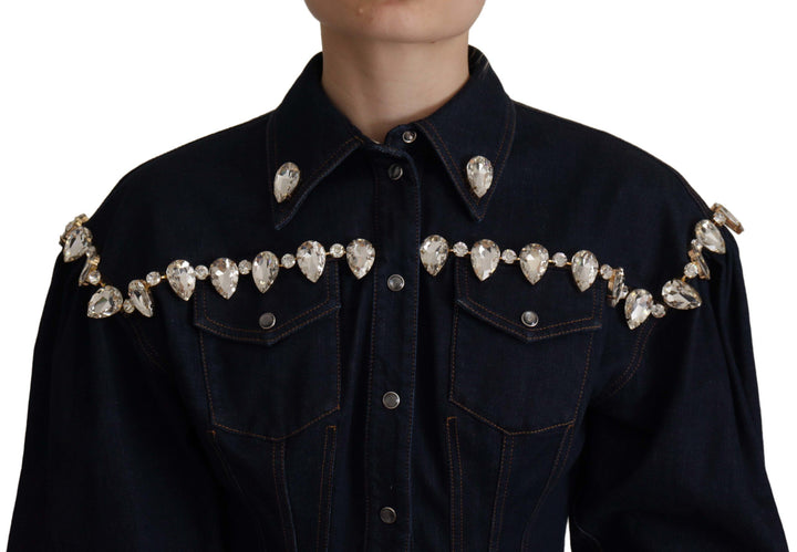Veste en jean élégante ornée de cristaux Dolce &amp;amp; Gabbana
