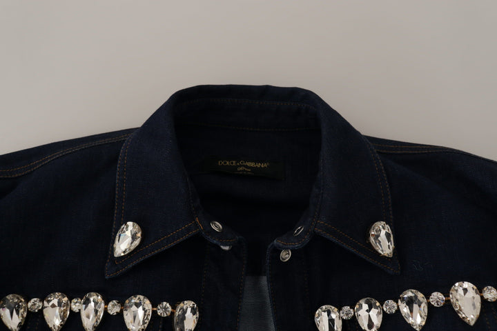 Veste en jean élégante ornée de cristaux Dolce &amp;amp; Gabbana
