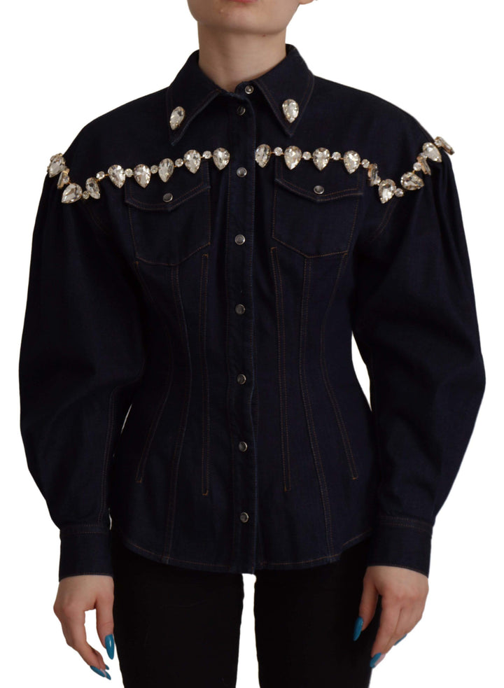Veste en jean élégante ornée de cristaux Dolce &amp;amp; Gabbana
