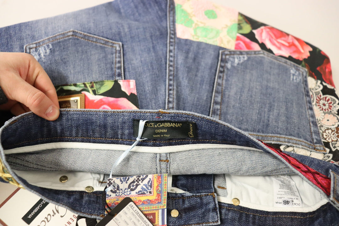 Jeans ajustados con patchwork de Dolce &amp;amp; Gabbana, sensación de cintura alta