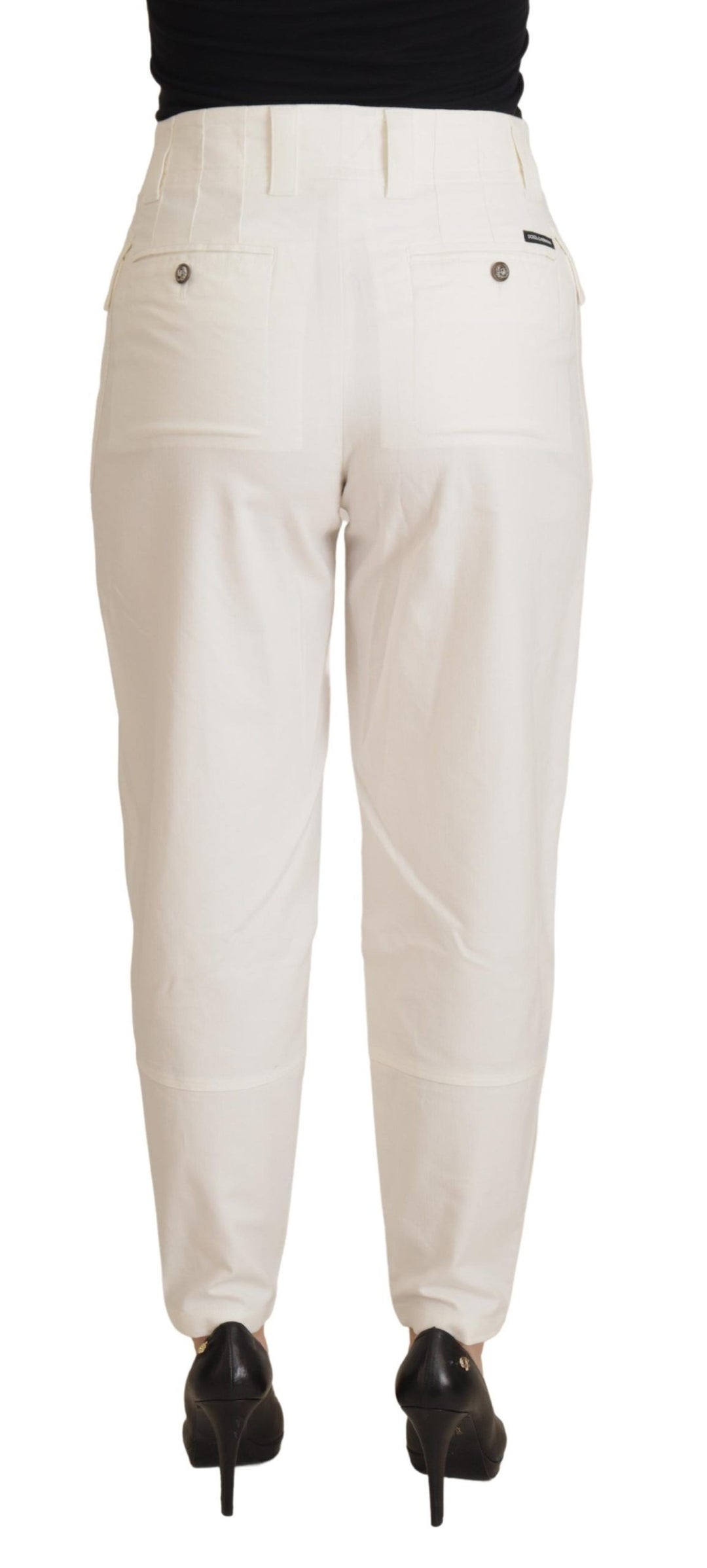 Pantalon fuselé taille haute blanc élégant Dolce &amp;amp; Gabbana