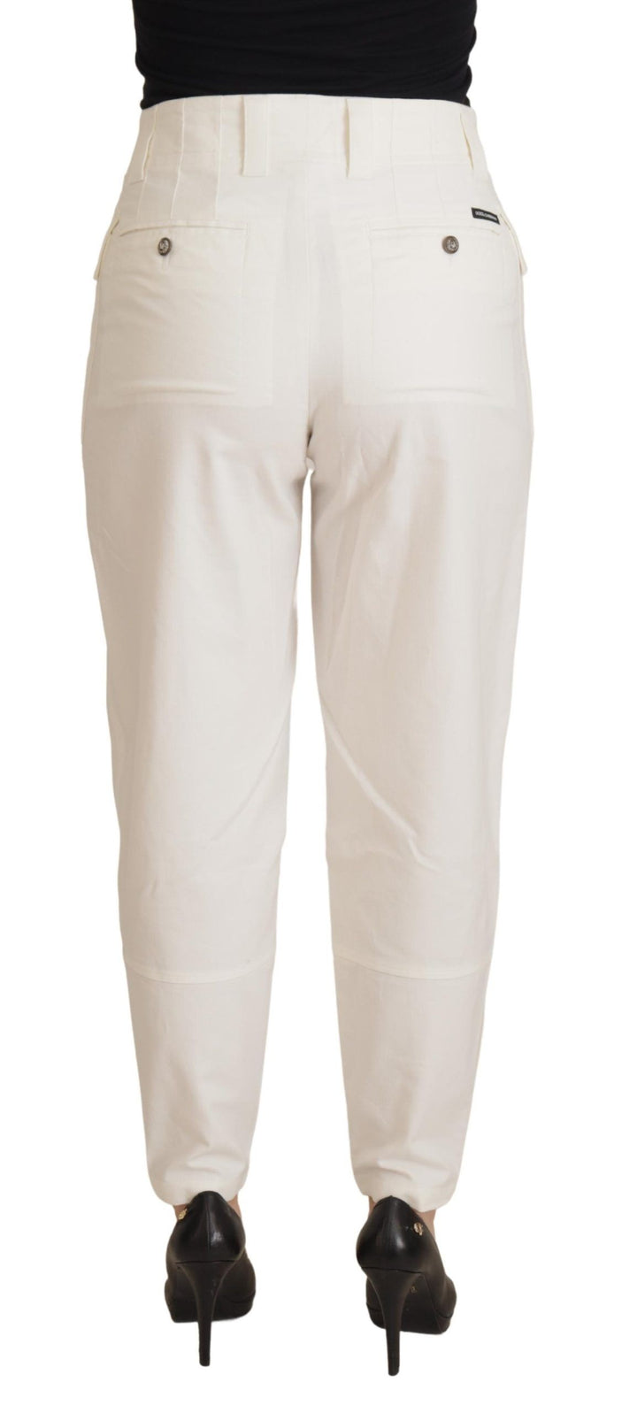 Pantalon fuselé taille haute blanc élégant Dolce &amp;amp; Gabbana