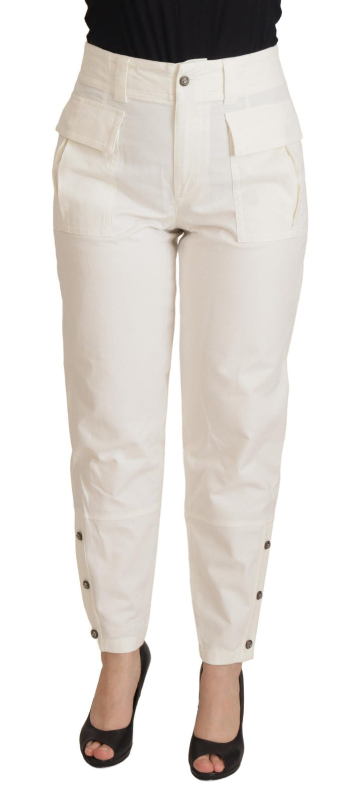 Pantalon fuselé taille haute blanc élégant Dolce &amp;amp; Gabbana