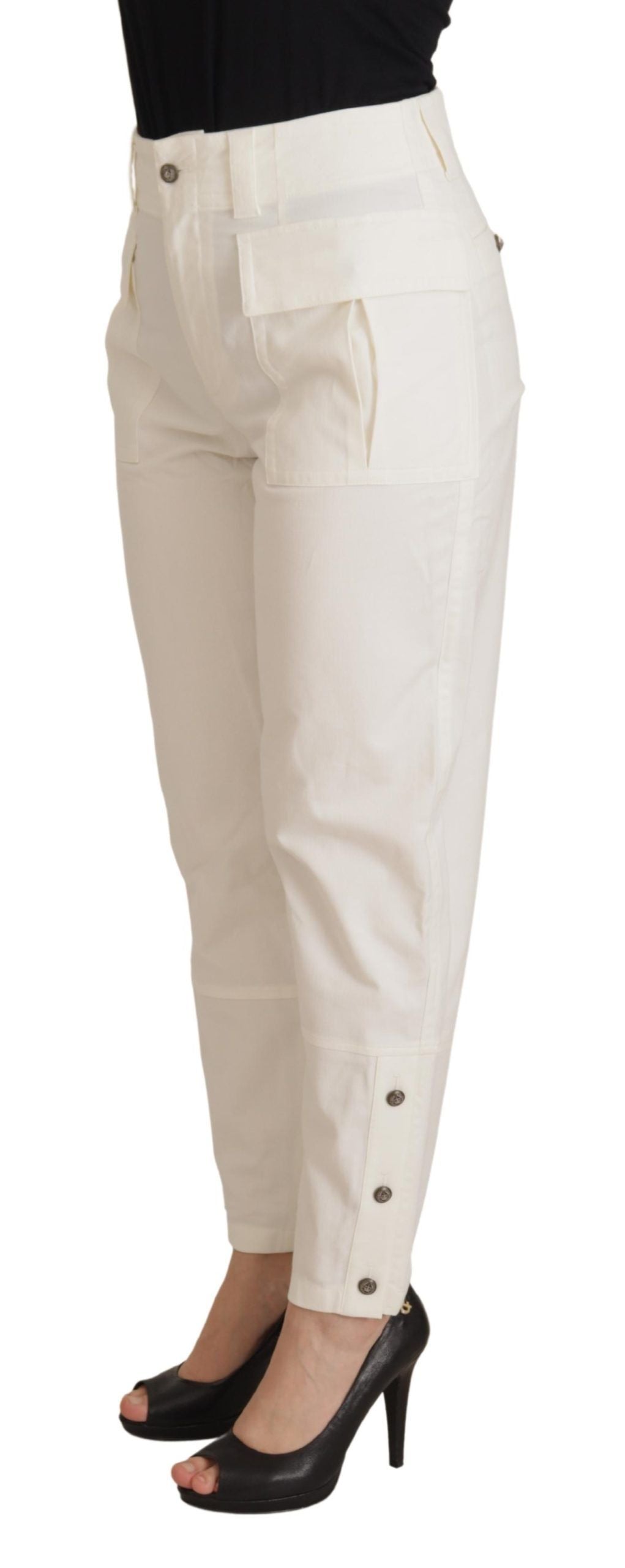 Pantalon fuselé taille haute blanc élégant Dolce &amp;amp; Gabbana