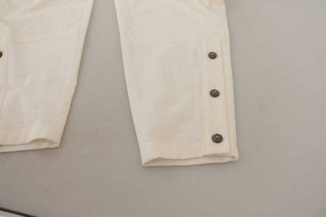 Pantalon fuselé taille haute blanc élégant Dolce &amp;amp; Gabbana