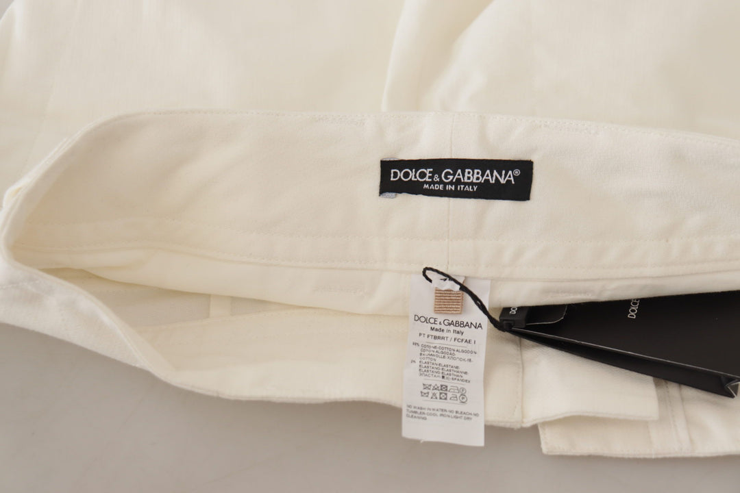 Pantalon fuselé taille haute blanc élégant Dolce &amp;amp; Gabbana