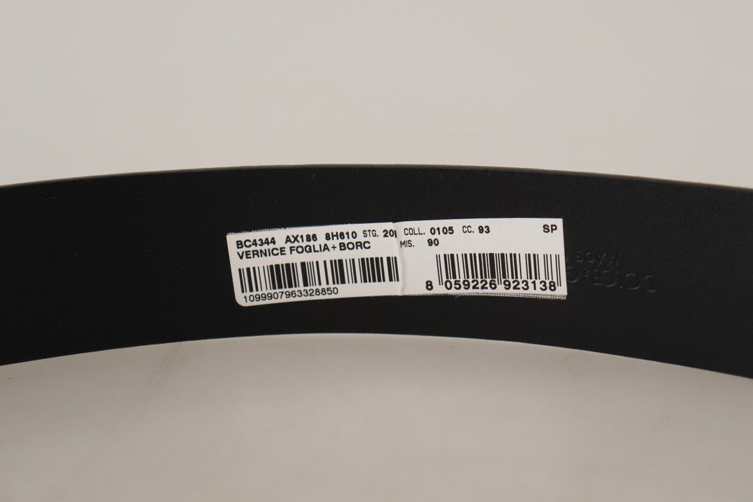 Dolce &amp; Gabbana Blue Patent Leather Vernice Silver Logo Buckle Belt