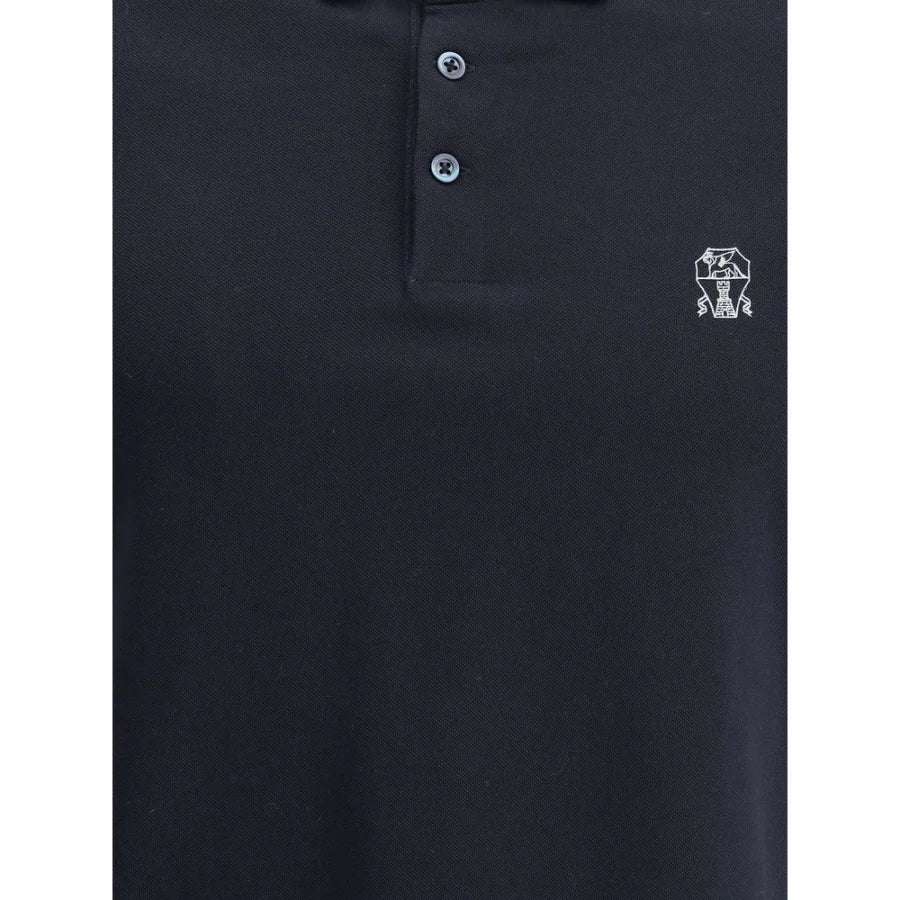 Brunello Cucinelli Blue Cotton Polo Shirt