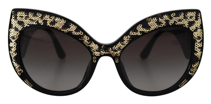 Dolce &amp; Gabbana Black Gold Sequin Butterfly Polarized DG4326 Sunglasses