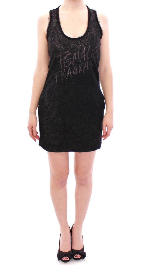 Ermanno Scervino Black Lace Lined Stretch Mini Dress women’s dress