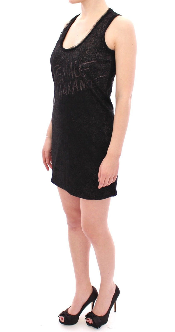 Ermanno Scervino Black Lace Lined Stretch Mini Dress women’s dress