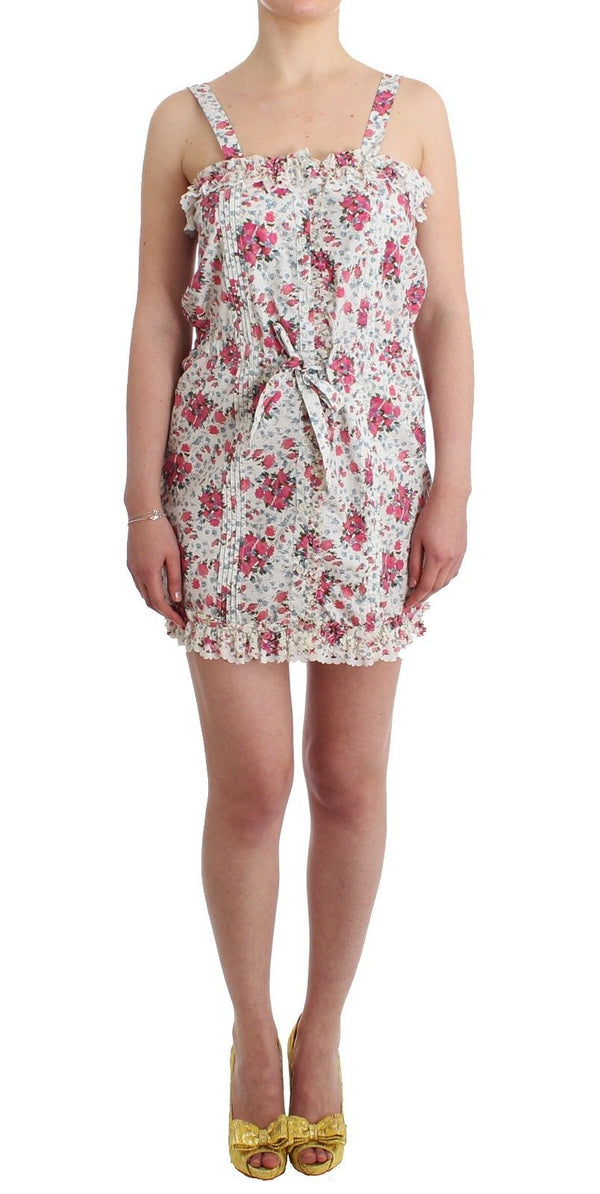 Ermanno Scervino Beachwear Pink Floral Beach Mini Dress Short women’s dress