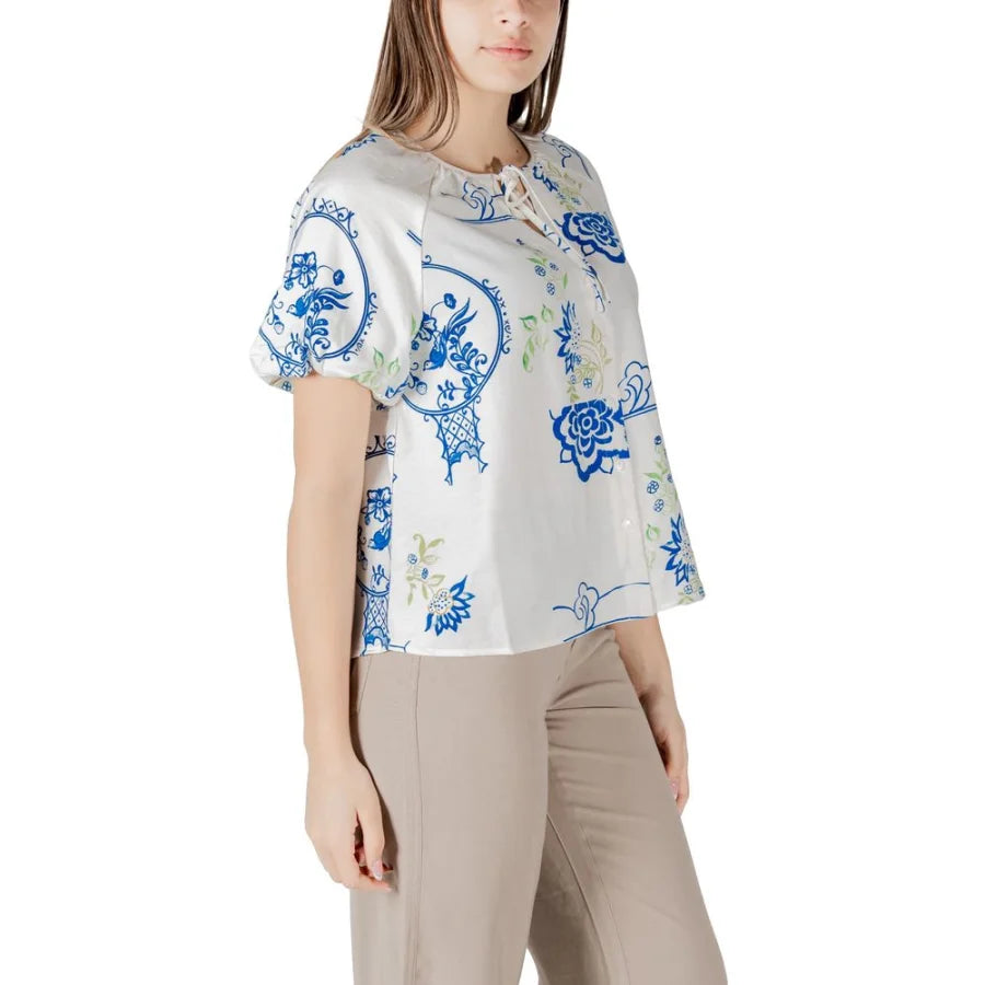 ICHI White Viscose Shortsleeve Shirt