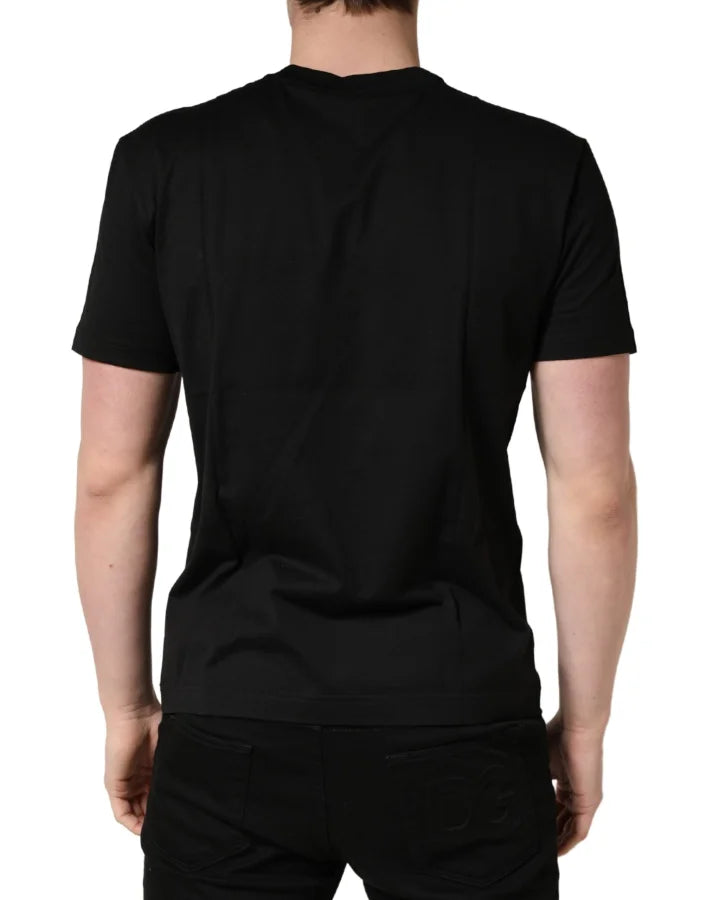 +39 MASQ Black Logo DG Print Cotton Crew Neck T-shirt