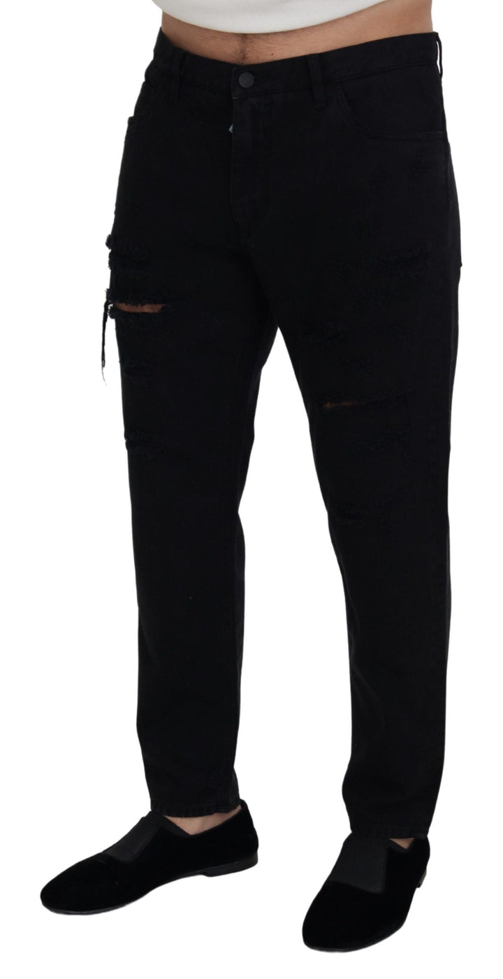 Dolce &amp; Gabbana Black Loose Regular Torn Cotton Jeans