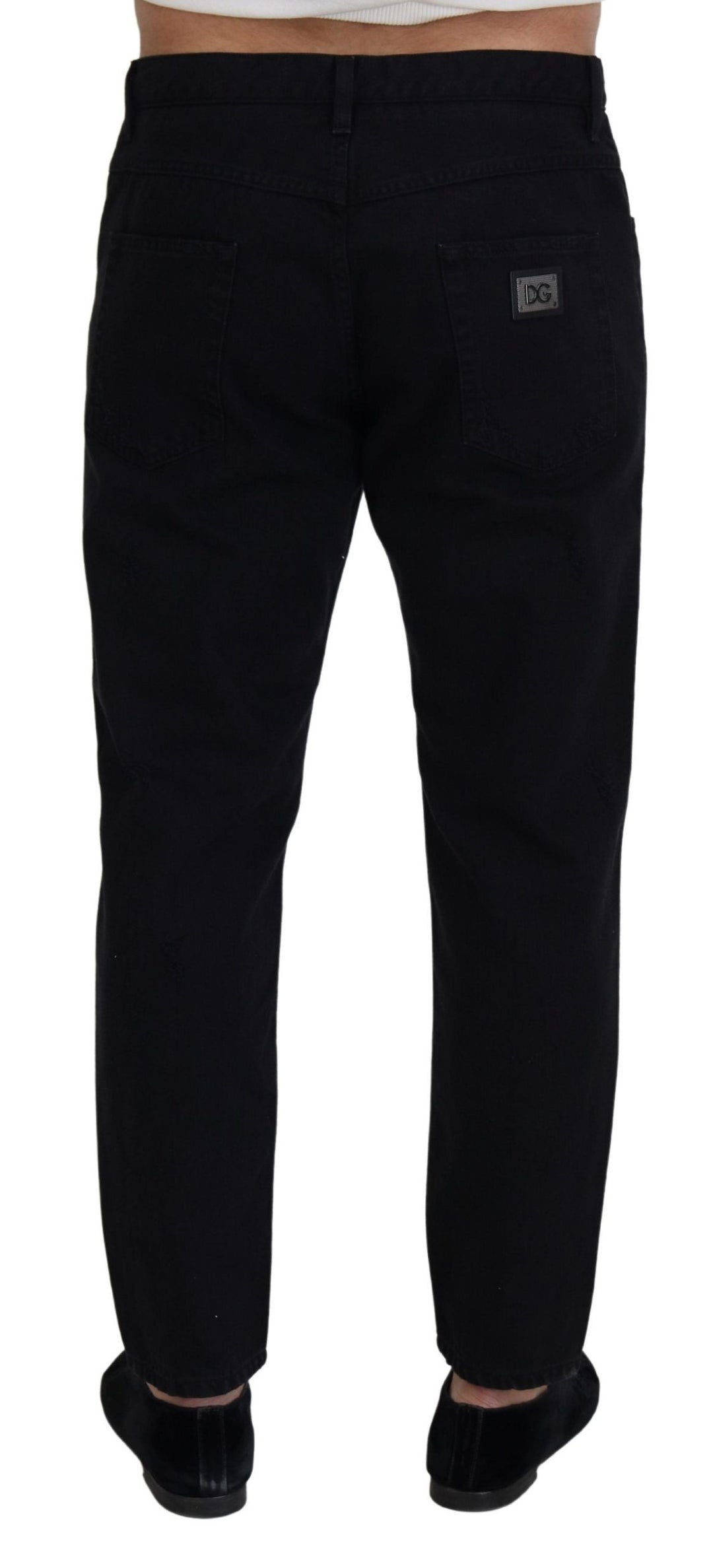 Dolce &amp; Gabbana Black Loose Regular Torn Cotton Jeans