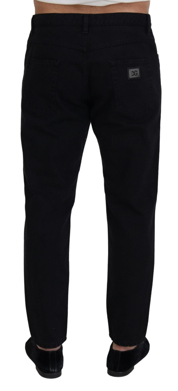 Dolce &amp; Gabbana Black Loose Regular Torn Cotton Jeans