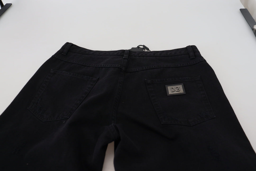 Dolce &amp; Gabbana Black Loose Regular Torn Cotton Jeans