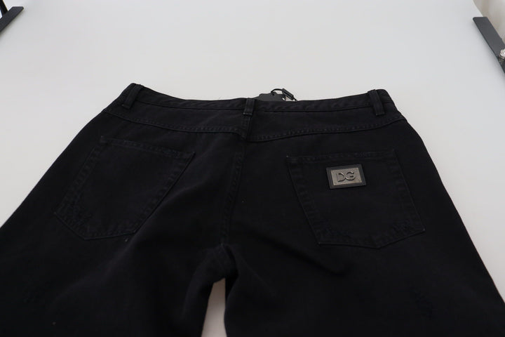 Dolce &amp; Gabbana Black Loose Regular Torn Cotton Jeans
