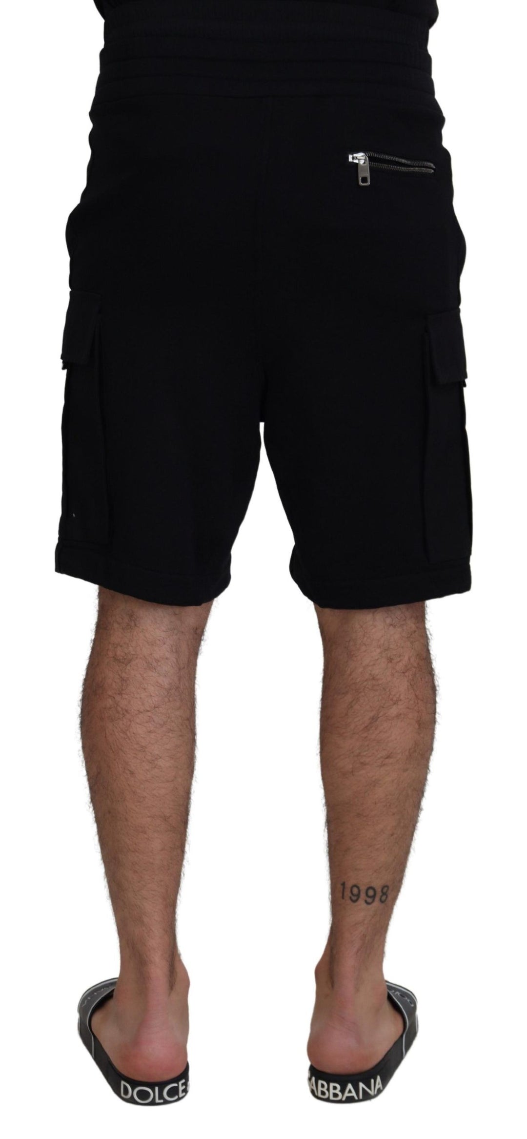 Dolce &amp; Gabbana Black Cotton Bermuda Cargo Shorts