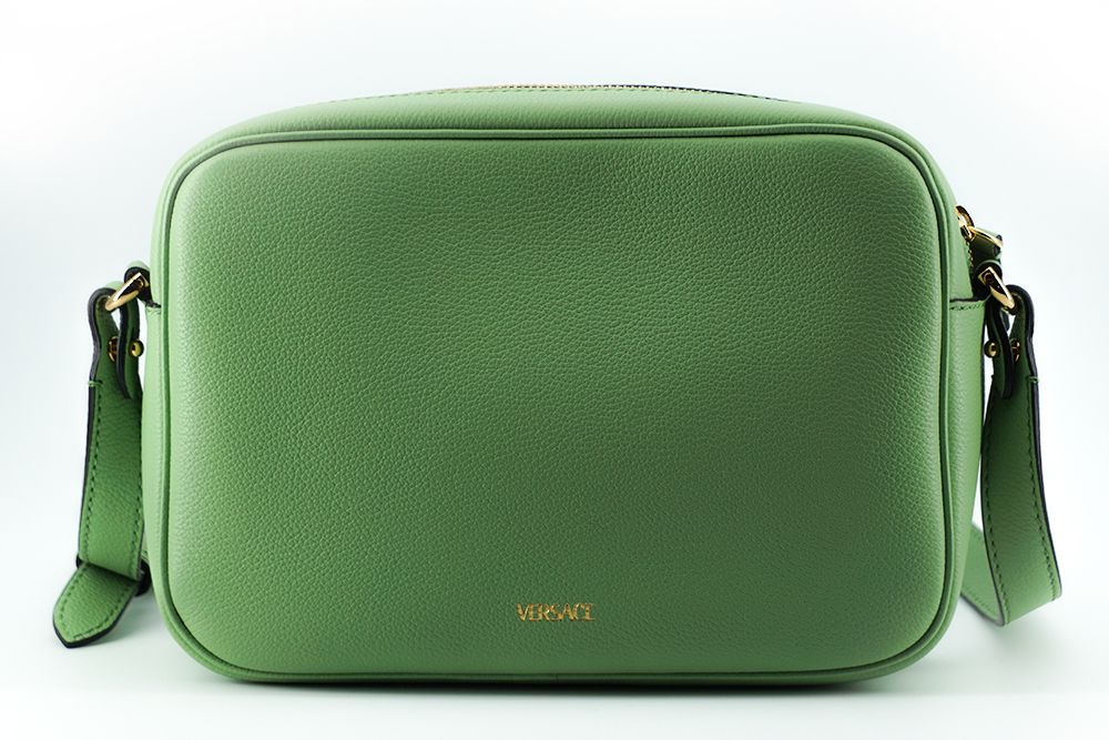 Estuche para cámara Versace en piel de becerro color verde menta Glamour
