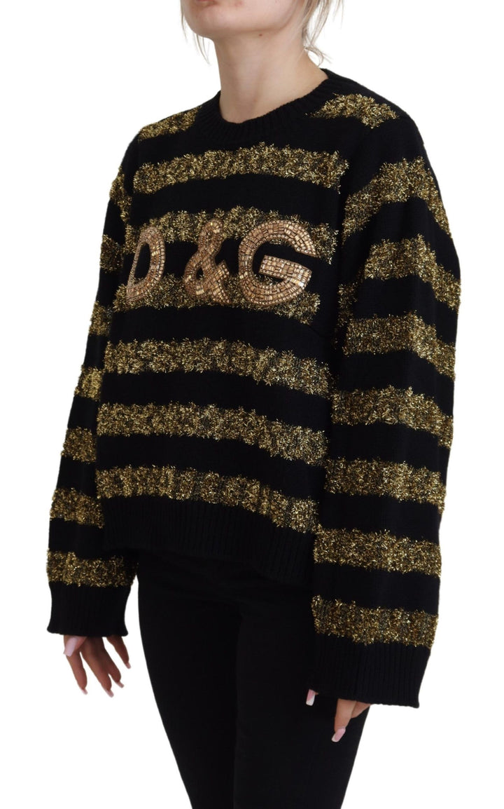 Dolce &amp; Gabbana Black Gold D&amp;G Crystal Cashmere Sweater