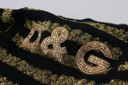 Dolce & Gabbana Black Gold D&G Crystal Cashmere Sweater
