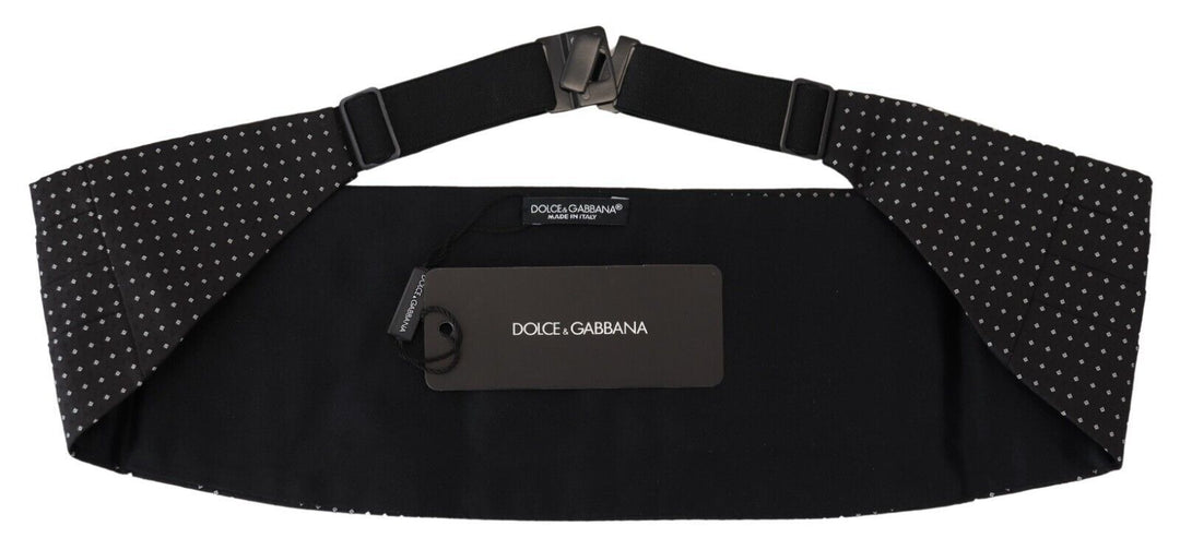 Dolce &amp; Gabbana Black Polka Dot Wide Waist Men Belt Cummerband