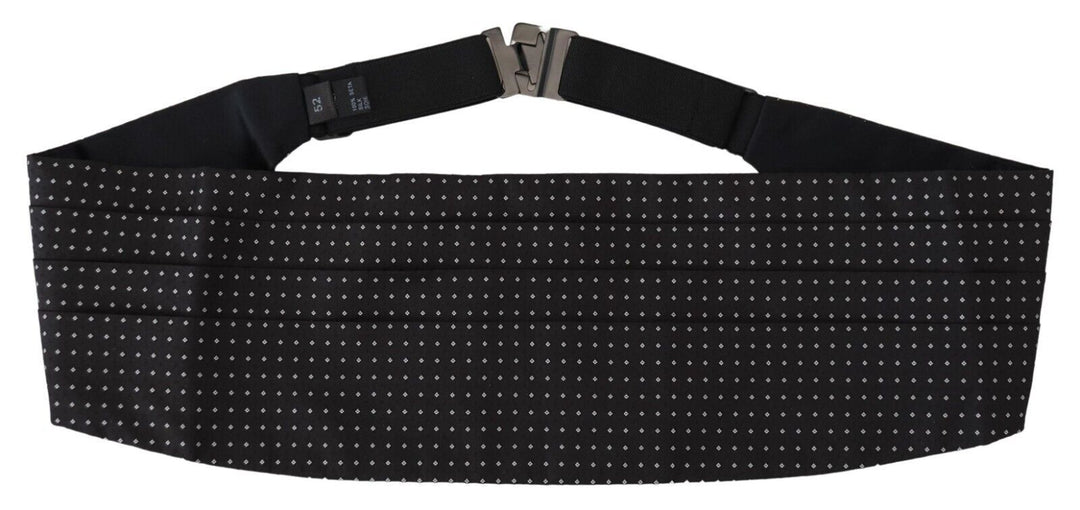Dolce &amp; Gabbana Black Polka Dot Wide Waist Men Belt Cummerband