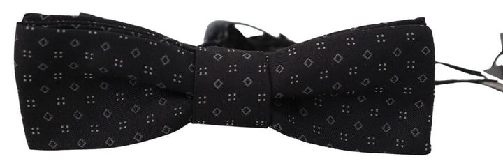 Dolce &amp; Gabbana Black Pattern Silk Adjustable Neck Papillon Bow Tie
