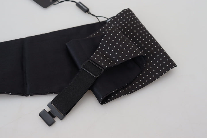 Dolce &amp; Gabbana Black Polka Dot Wide Waist Men Belt Cummerband