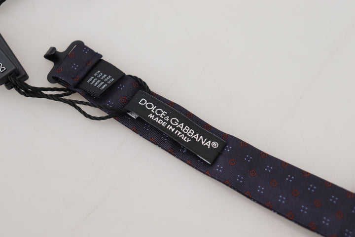 Dolce &amp; Gabbana Blue Pattern Silk Adjustable Neck Papillon Bow Tie