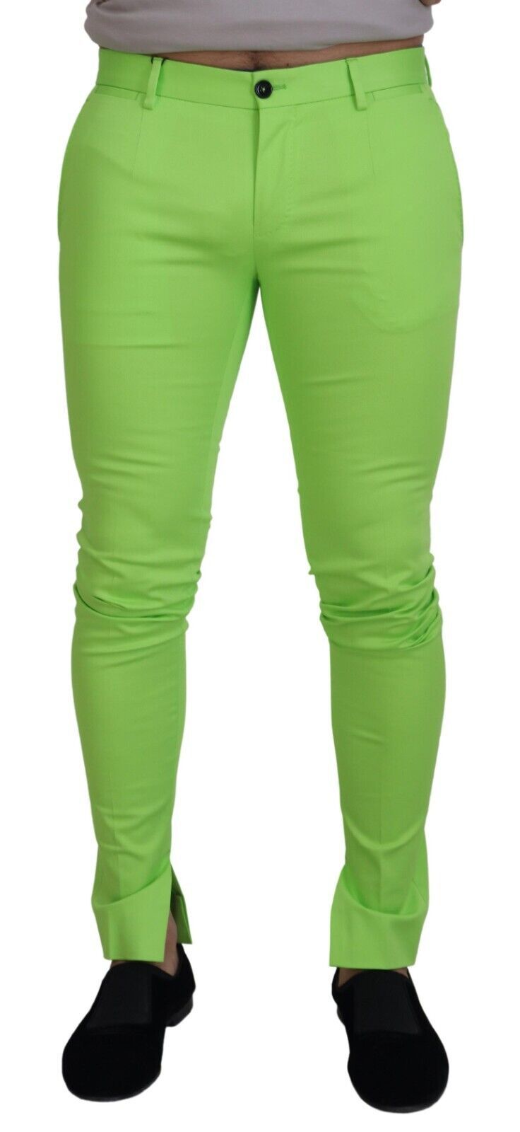 Dolce &amp; Gabbana Light Green Cotton Skinny Men Trousers Pants