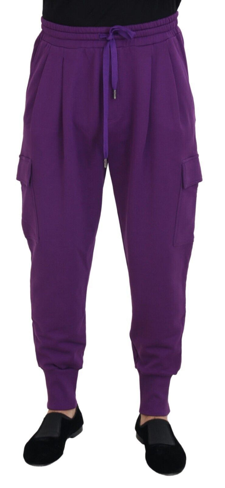 Pantalon de survêtement cargo élégant en coton violet Dolce &amp; Gabbana