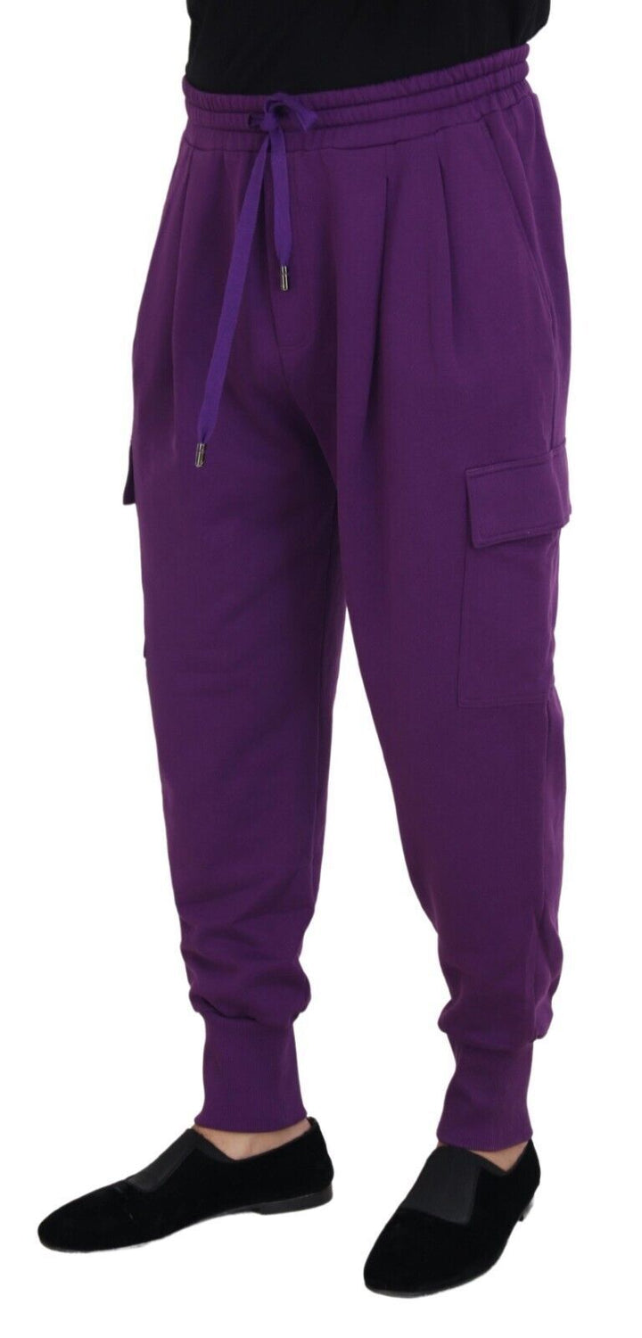 Pantalon de survêtement cargo élégant en coton violet Dolce &amp; Gabbana