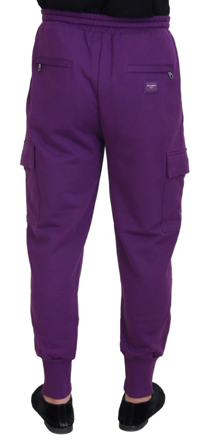 Pantalon de survêtement cargo élégant en coton violet Dolce &amp; Gabbana