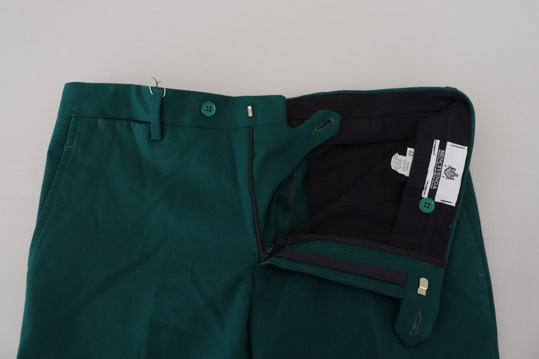 Pantalon en pur coton vert élégamment taillé BENCIVENGA