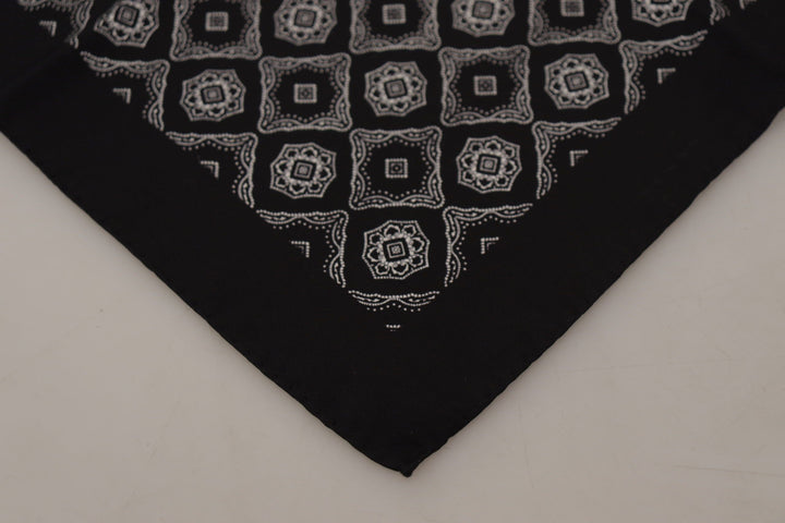 Dolce &amp; Gabbana Black Geometric Patterned Square Handkerchief Scarf