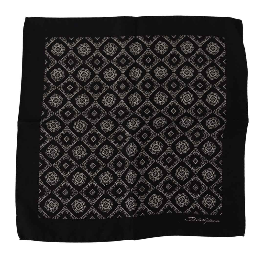 Dolce &amp; Gabbana Black Geometric Patterned Square Handkerchief Scarf