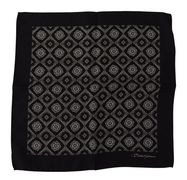 Dolce &amp; Gabbana Black Geometric Patterned Square Handkerchief Scarf
