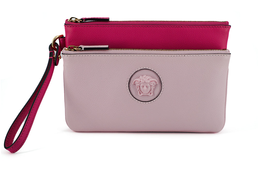 Bolso de mano Versace Sensation de piel de becerro rosa