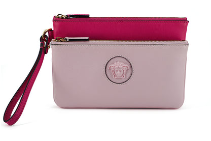 Bolso de mano Versace Sensation de piel de becerro rosa
