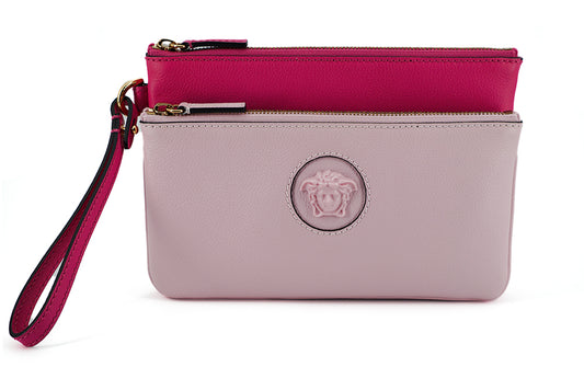 Bolso de mano Versace Sensation de piel de becerro rosa