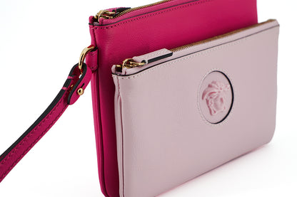 Bolso de mano Versace Sensation de piel de becerro rosa